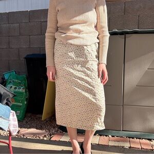 Floral Cream pencil Skirt